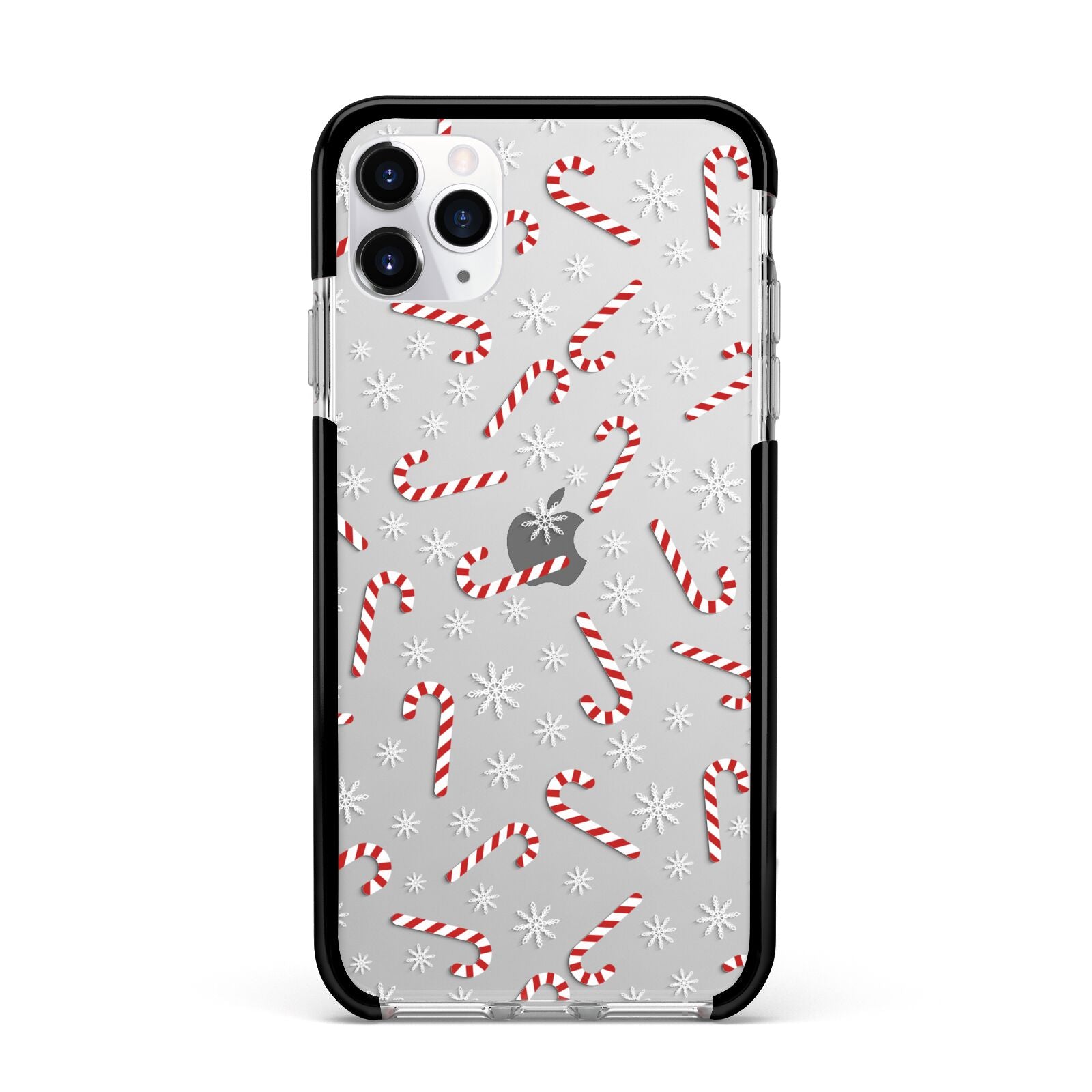Candy Cane Apple iPhone 11 Pro Max in Silver with Black Impact Case