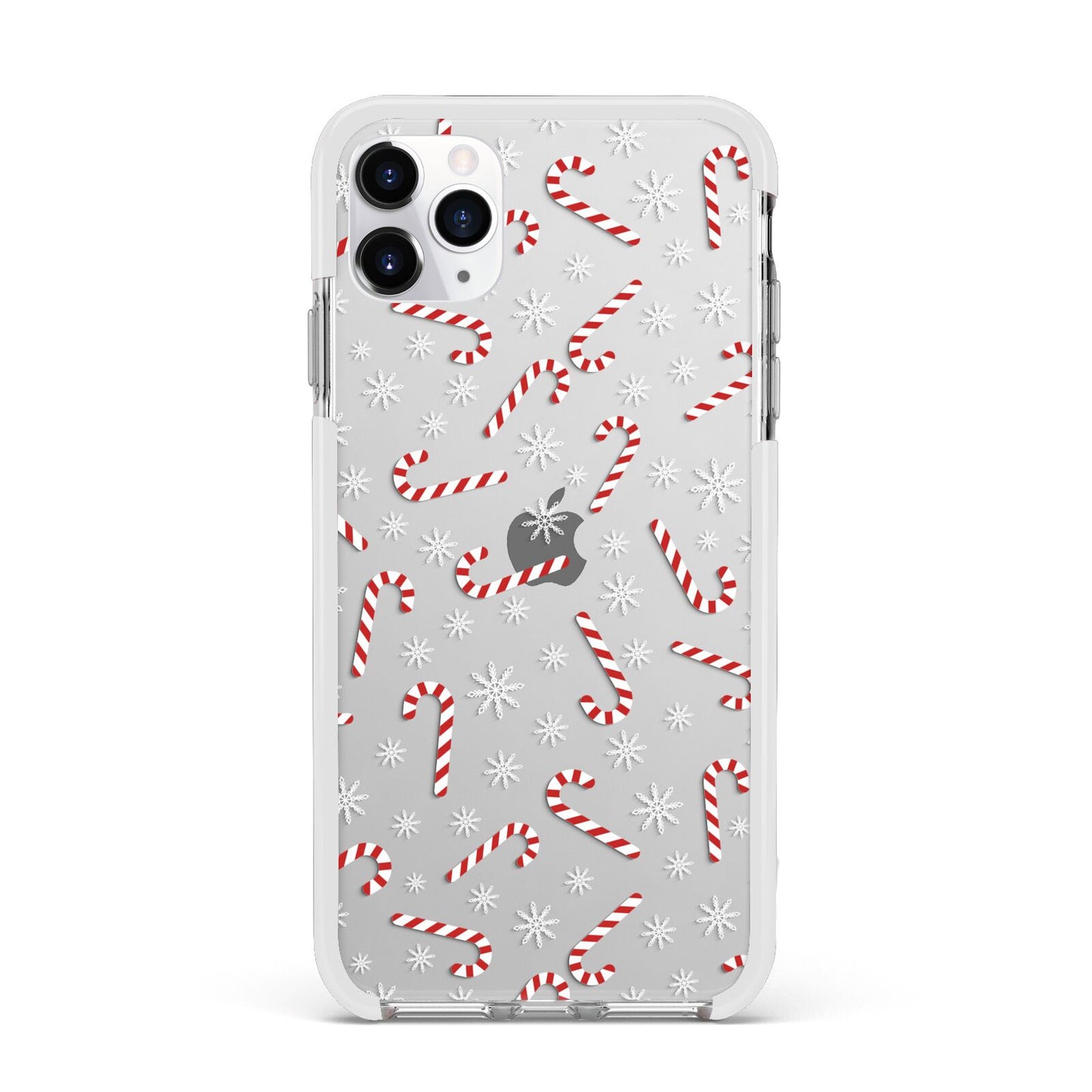 Candy Cane Apple iPhone 11 Pro Max in Silver with White Impact Case