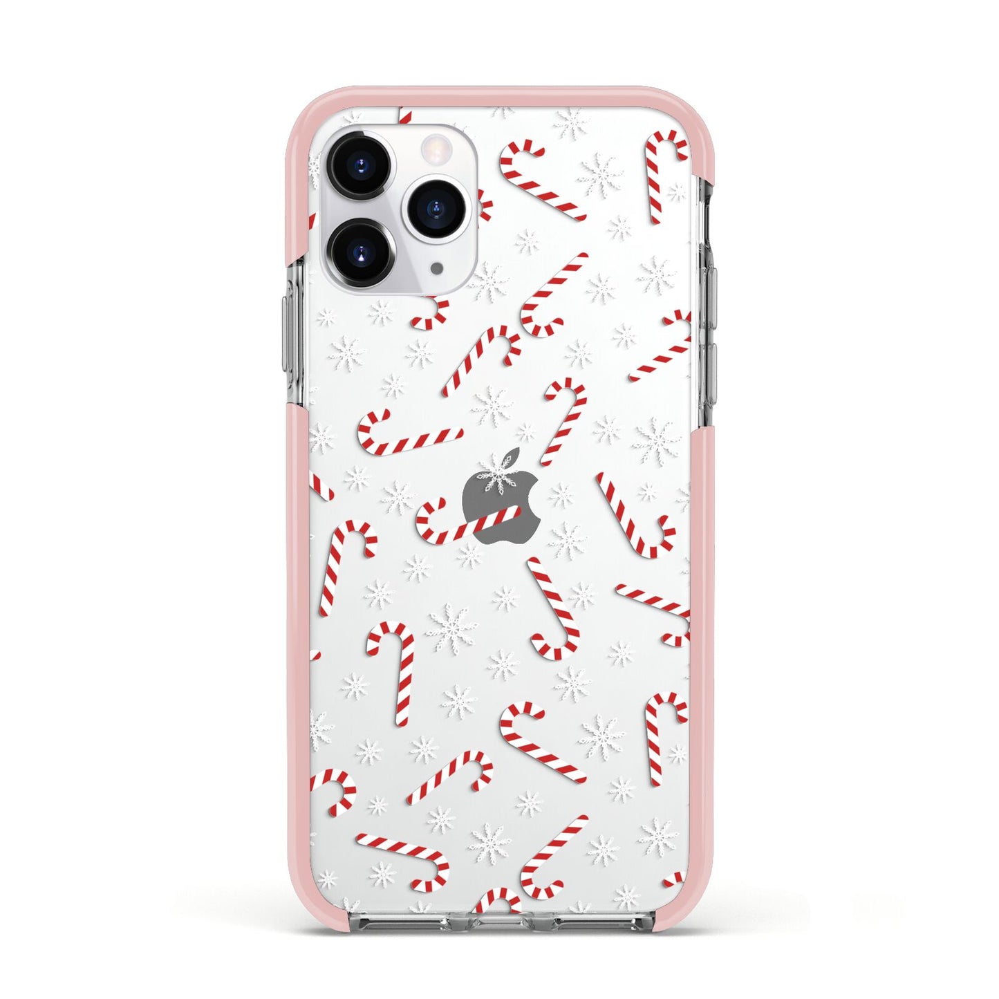 Candy Cane Apple iPhone 11 Pro in Silver with Pink Impact Case