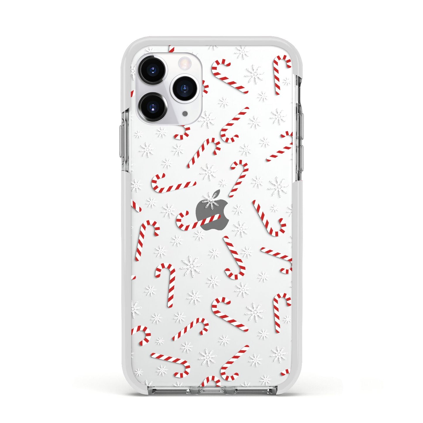 Candy Cane Apple iPhone 11 Pro in Silver with White Impact Case