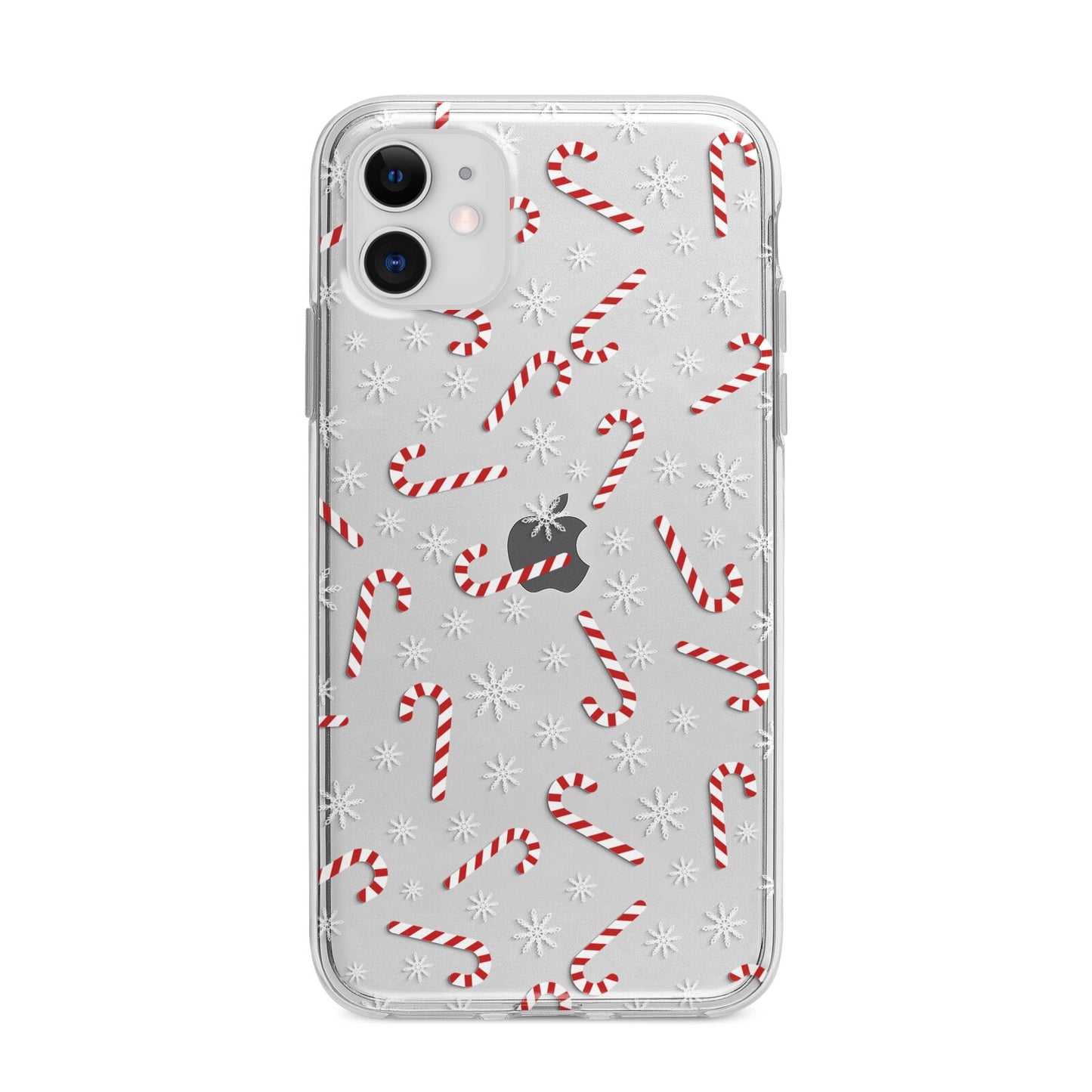 Candy Cane Apple iPhone 11 in White with Bumper Case