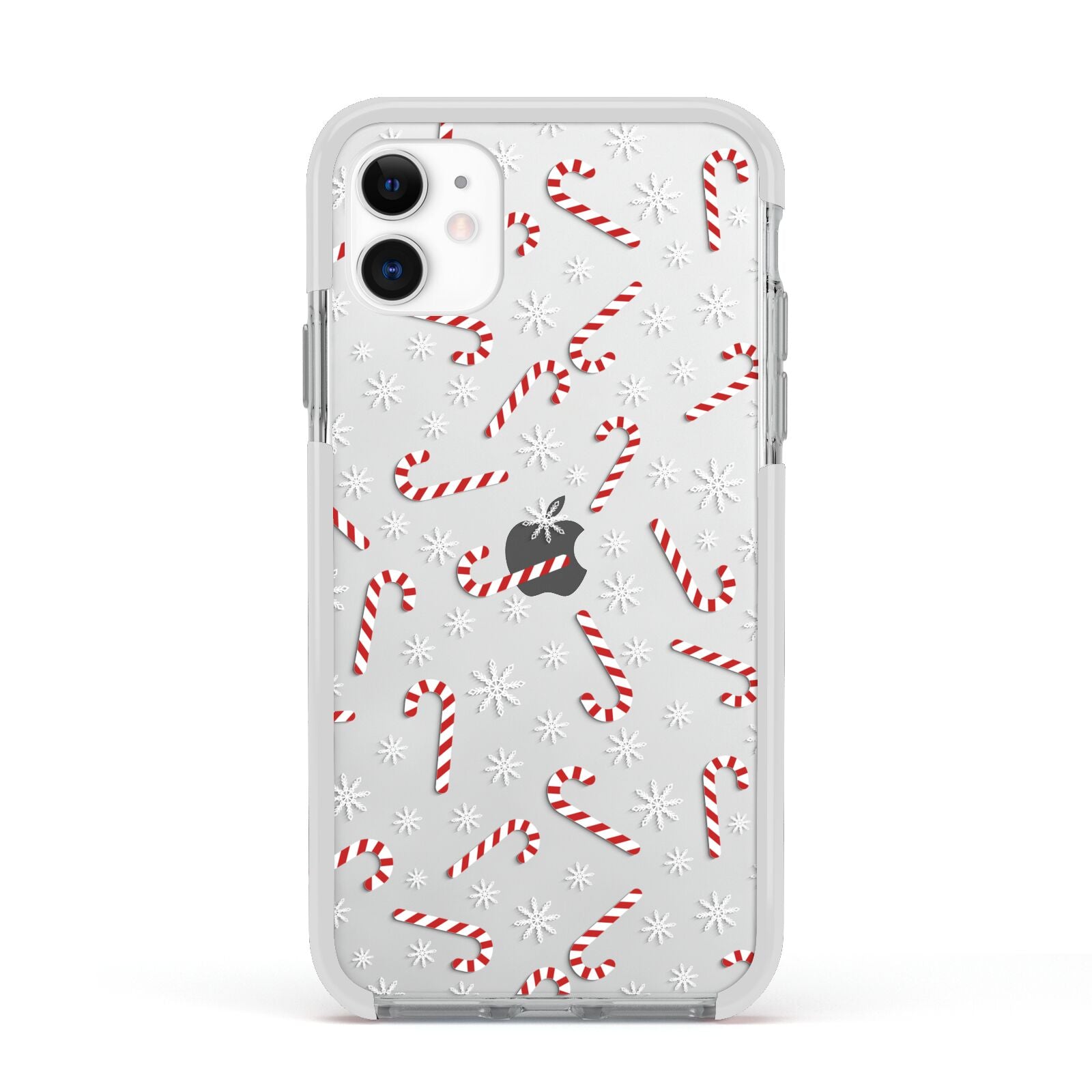 Candy Cane Apple iPhone 11 in White with White Impact Case