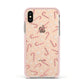 Candy Cane Apple iPhone Xs Impact Case Pink Edge on Gold Phone
