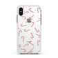 Candy Cane Apple iPhone Xs Impact Case White Edge on Silver Phone