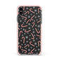 Candy Cane Apple iPhone Xs Max Impact Case Pink Edge on Black Phone