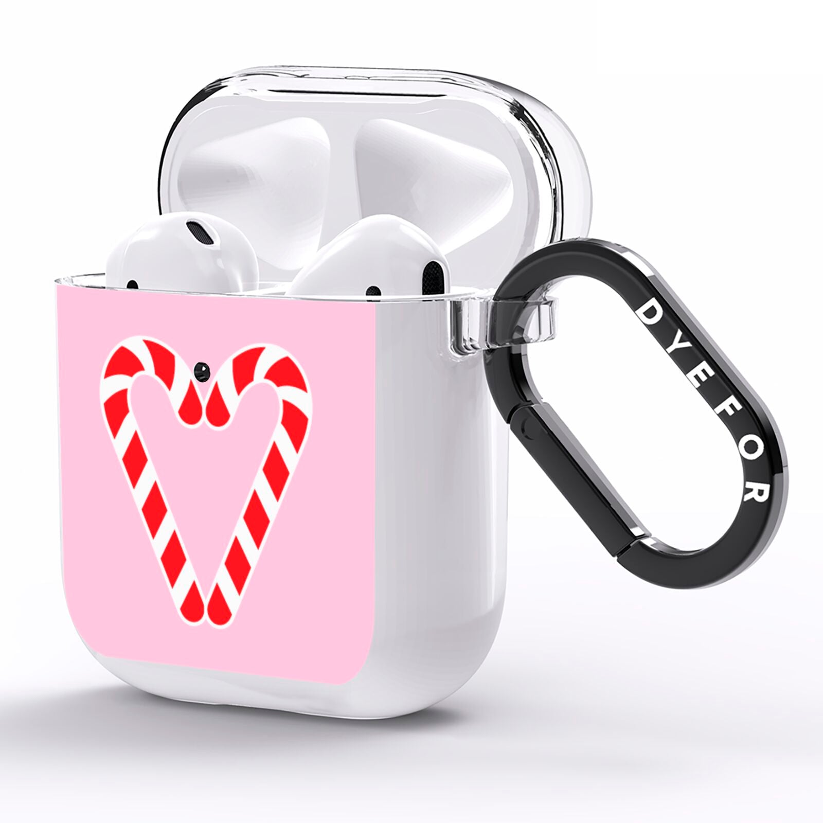 Candy Cane Heart AirPods Clear Case Side Image