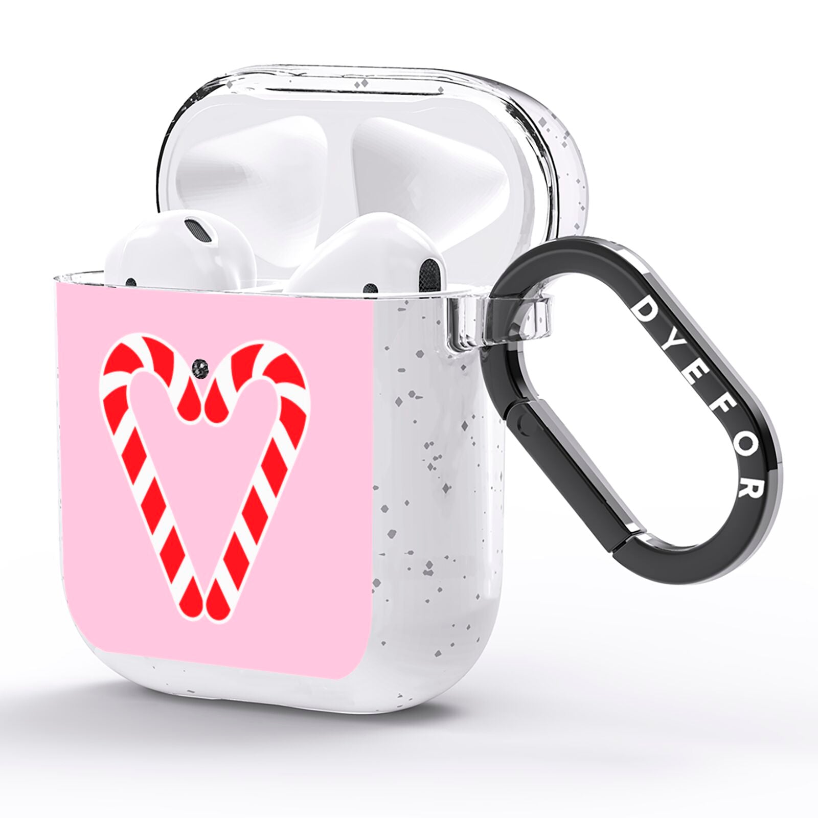 Candy Cane Heart AirPods Glitter Case Side Image