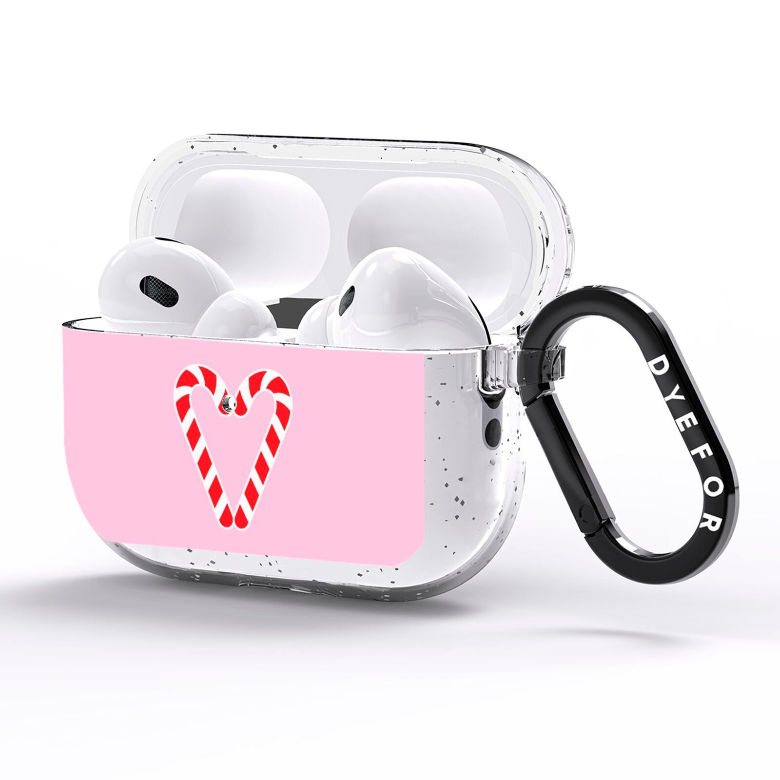 Candy Cane Heart AirPods Pro Glitter Case Side Image