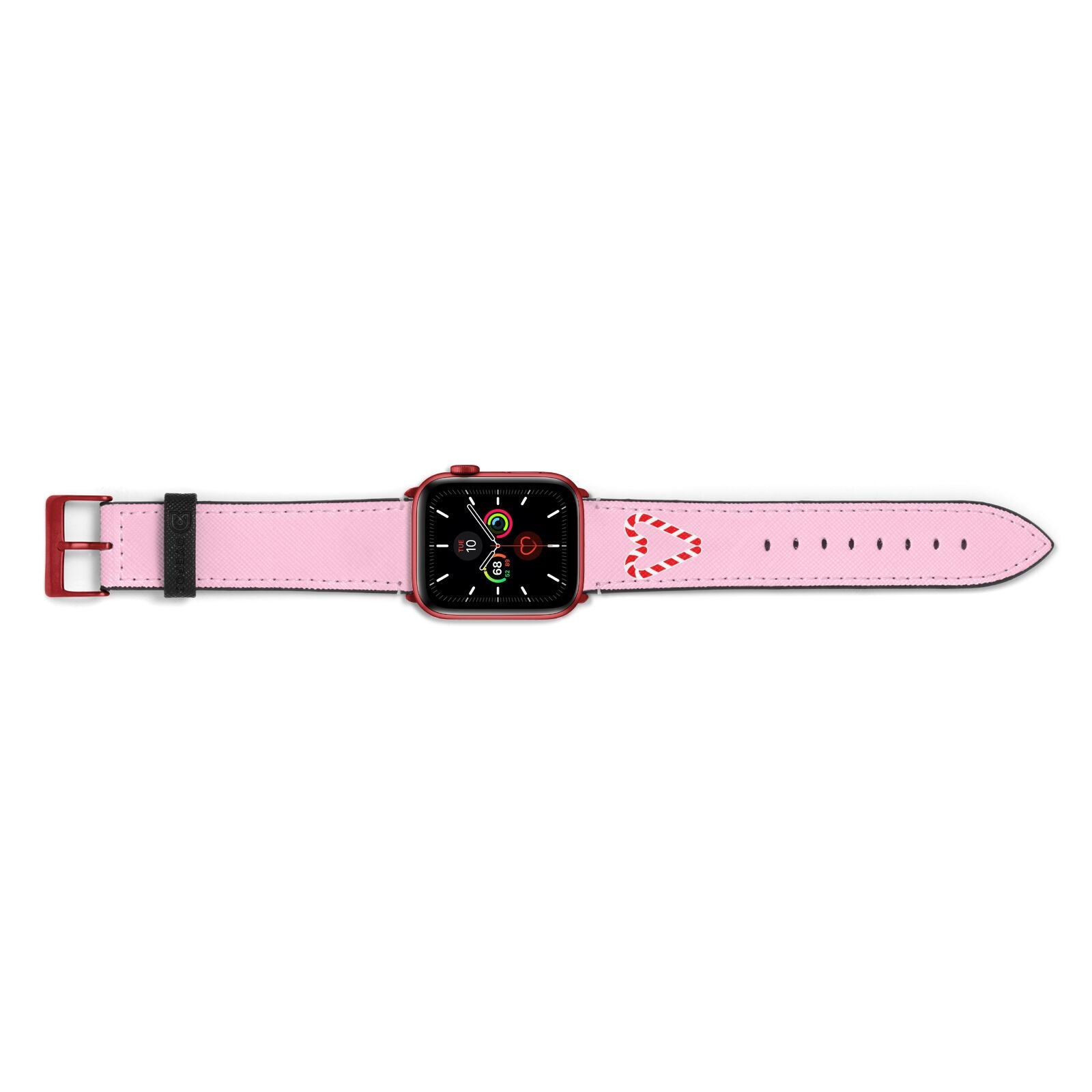 Candy Cane Heart Apple Watch Strap Landscape Image Red Hardware