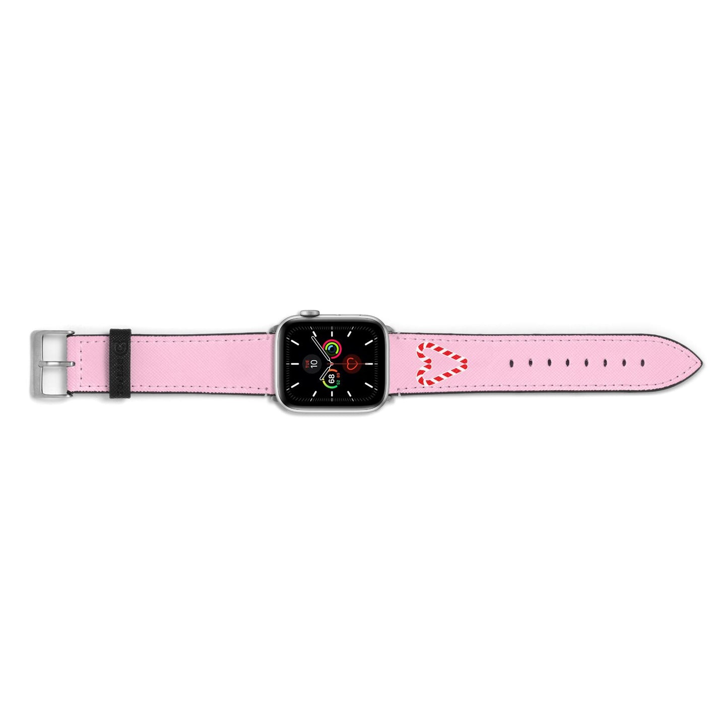 Candy Cane Heart Apple Watch Strap Landscape Image Silver Hardware