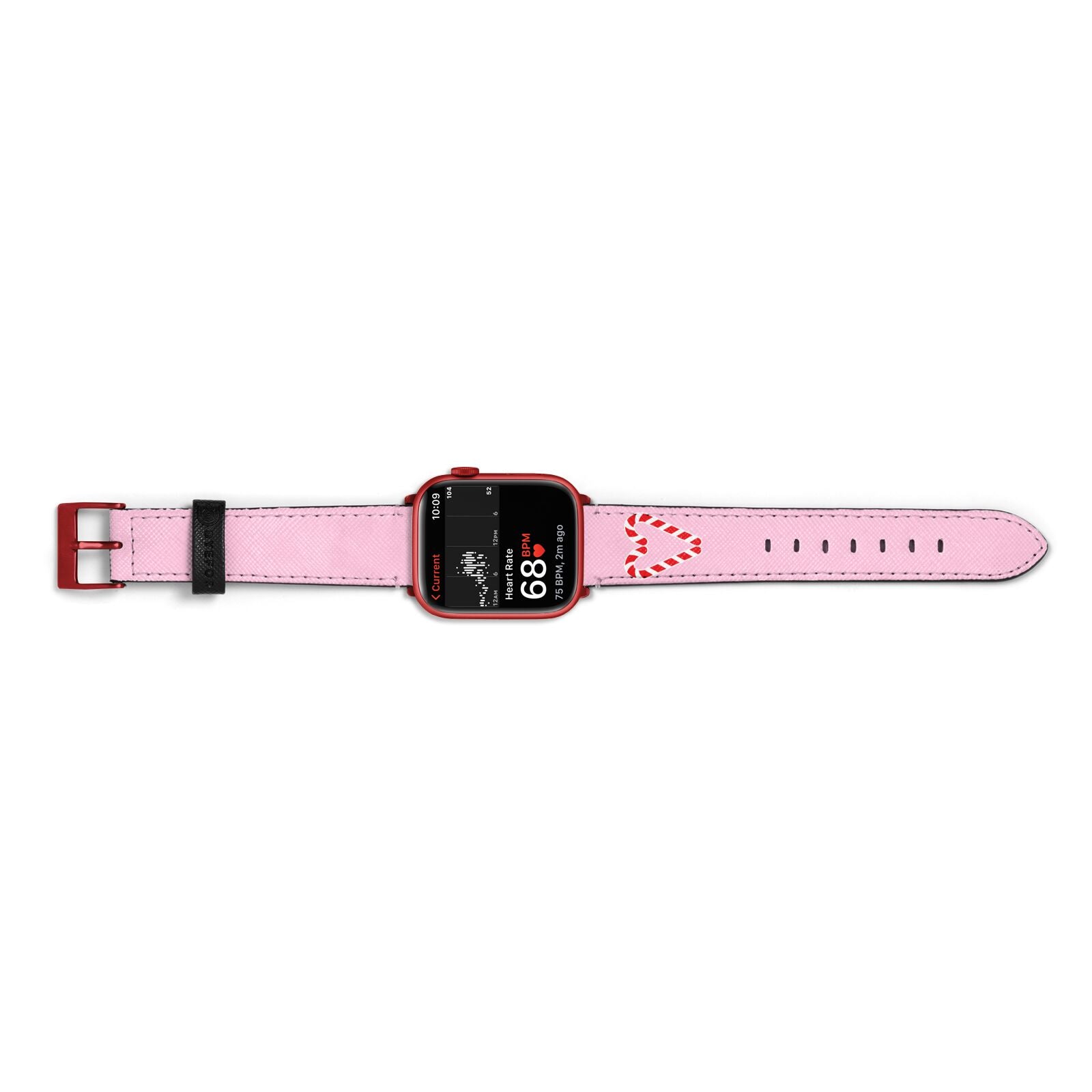 Candy Cane Heart Apple Watch Strap Size 38mm Landscape Image Red Hardware