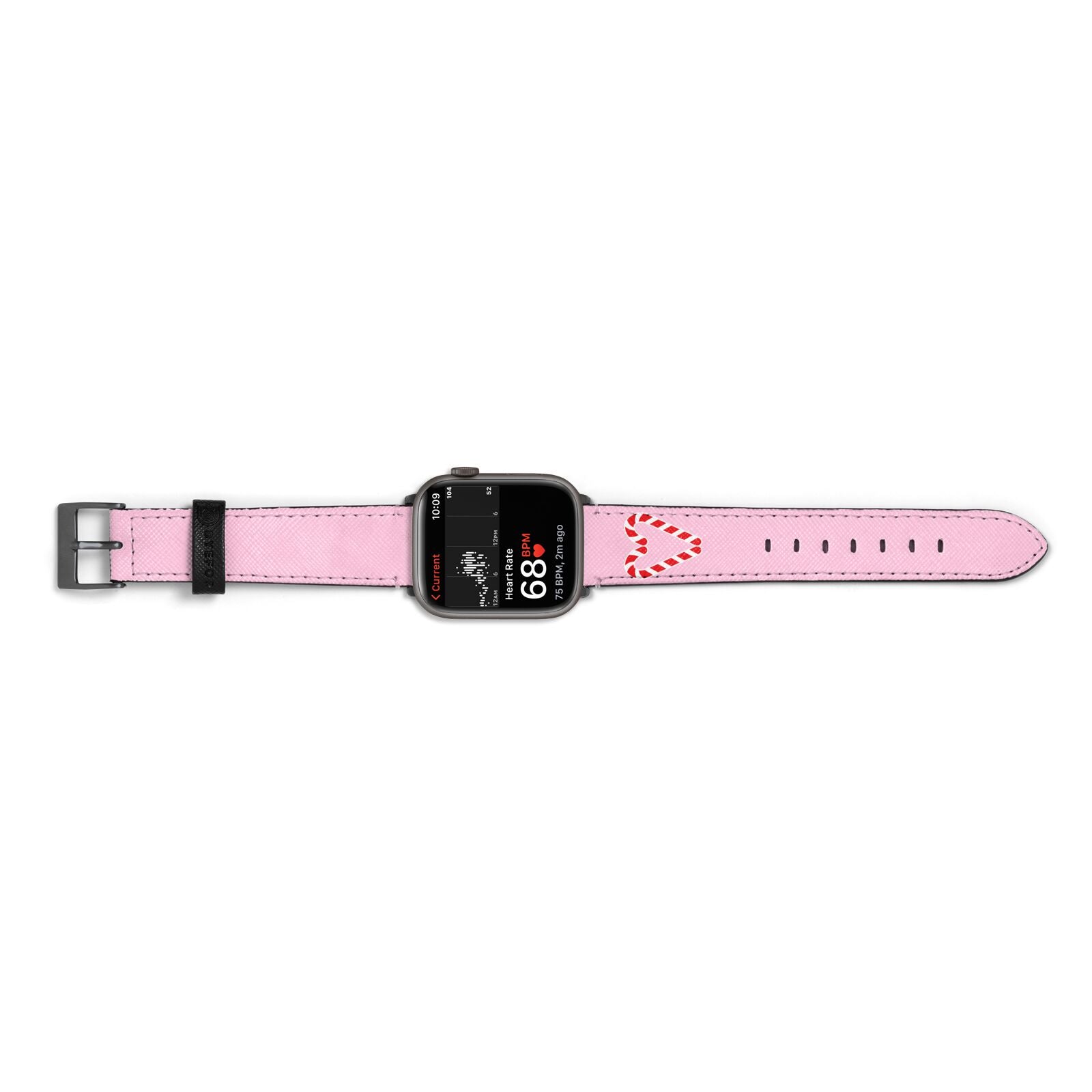 Candy Cane Heart Apple Watch Strap Size 38mm Landscape Image Space Grey Hardware