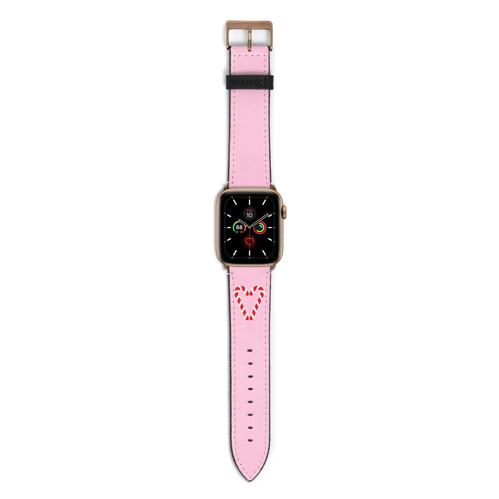 Candy Cane Heart Apple Watch Strap with Gold Hardware