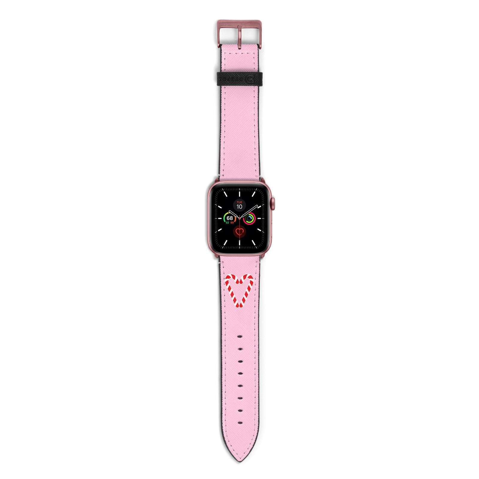 Candy Cane Heart Apple Watch Strap with Rose Gold Hardware