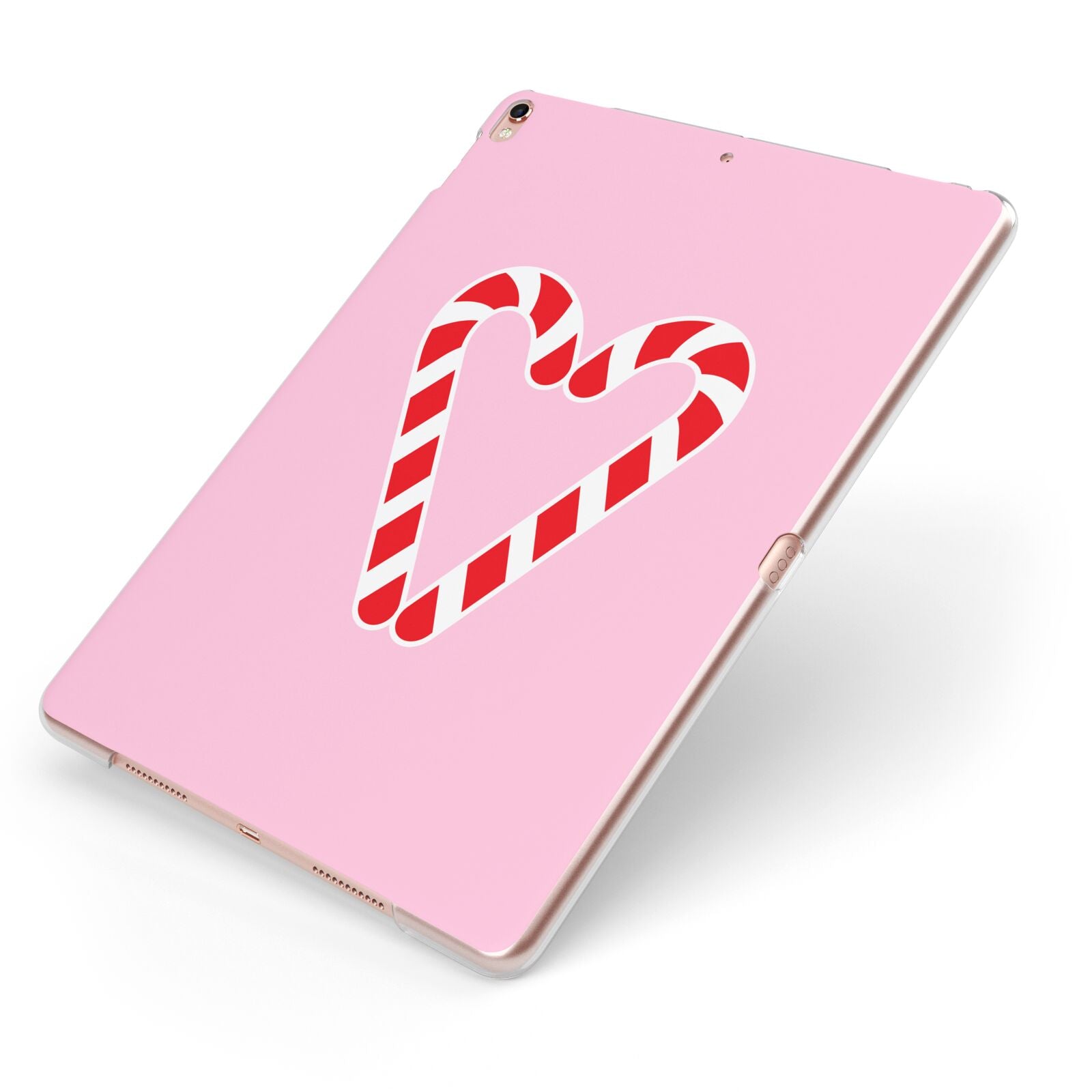 Candy Cane Heart Apple iPad Case on Rose Gold iPad Side View