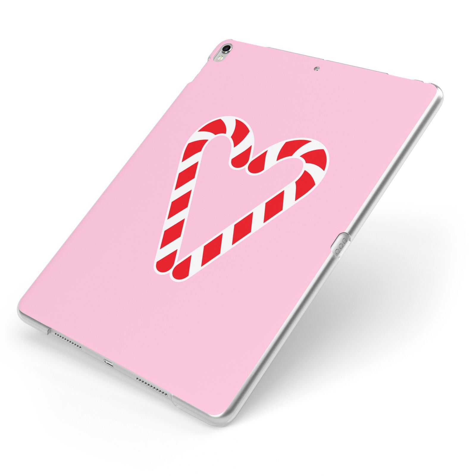 Candy Cane Heart Apple iPad Case on Silver iPad Side View