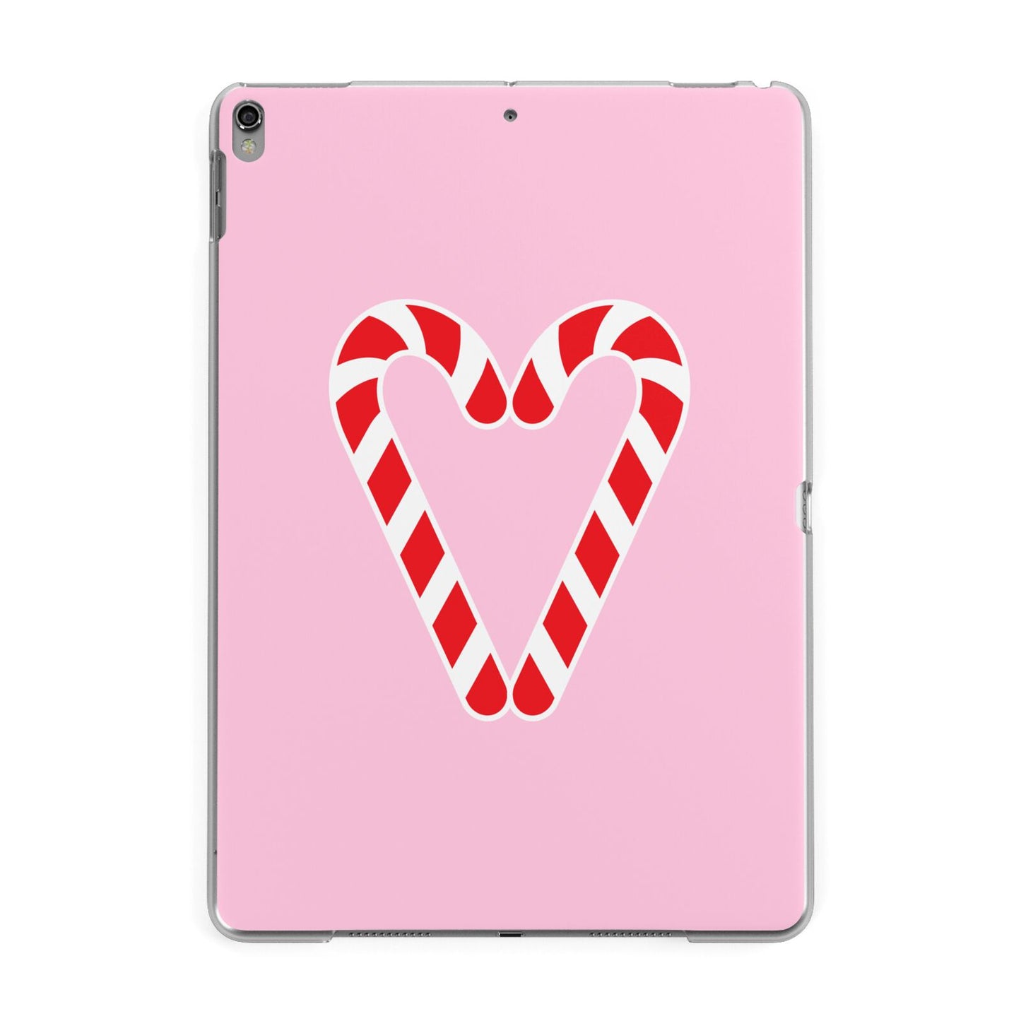 Candy Cane Heart Apple iPad Grey Case