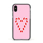 Candy Cane Heart Apple iPhone Xs Impact Case Black Edge on Black Phone