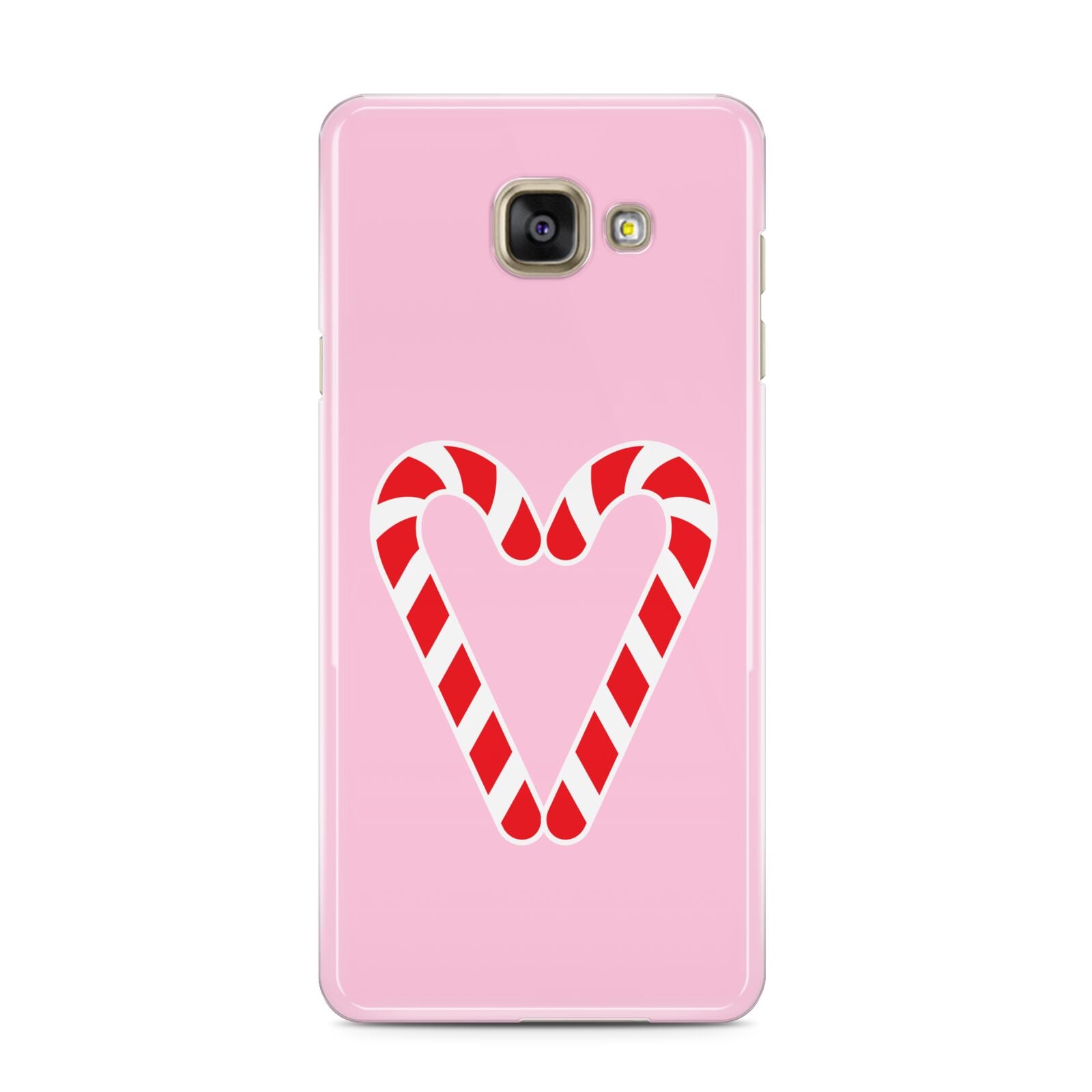 Candy Cane Heart Samsung Galaxy A3 2016 Case on gold phone