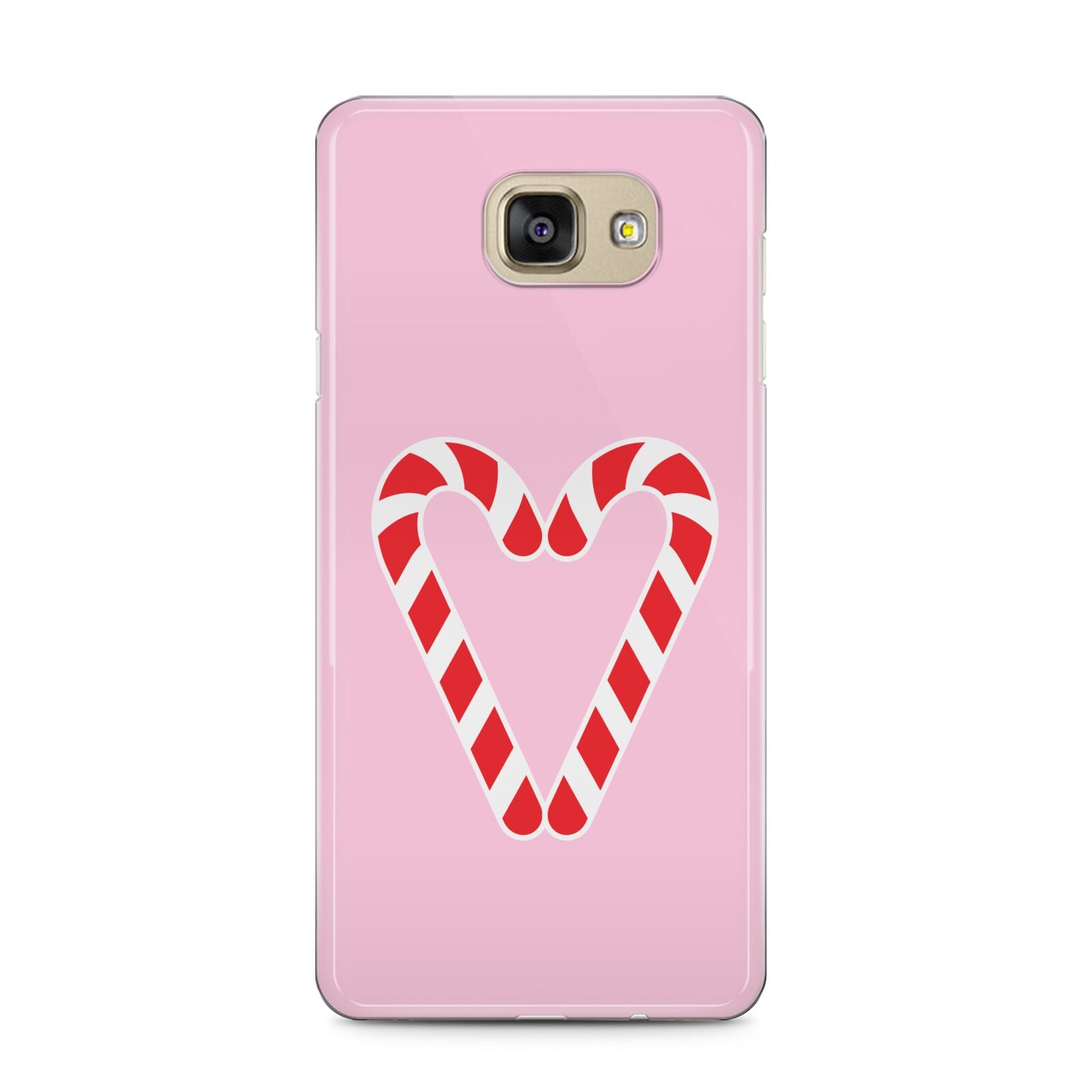 Candy Cane Heart Samsung Galaxy A5 2016 Case on gold phone