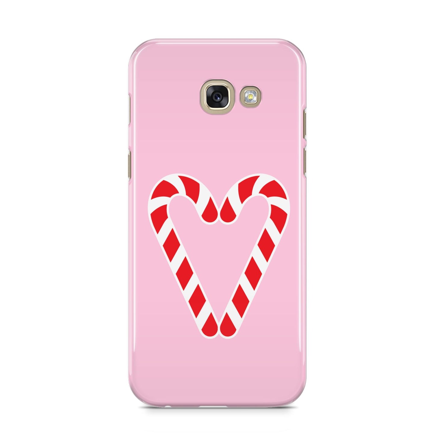 Candy Cane Heart Samsung Galaxy A5 2017 Case on gold phone