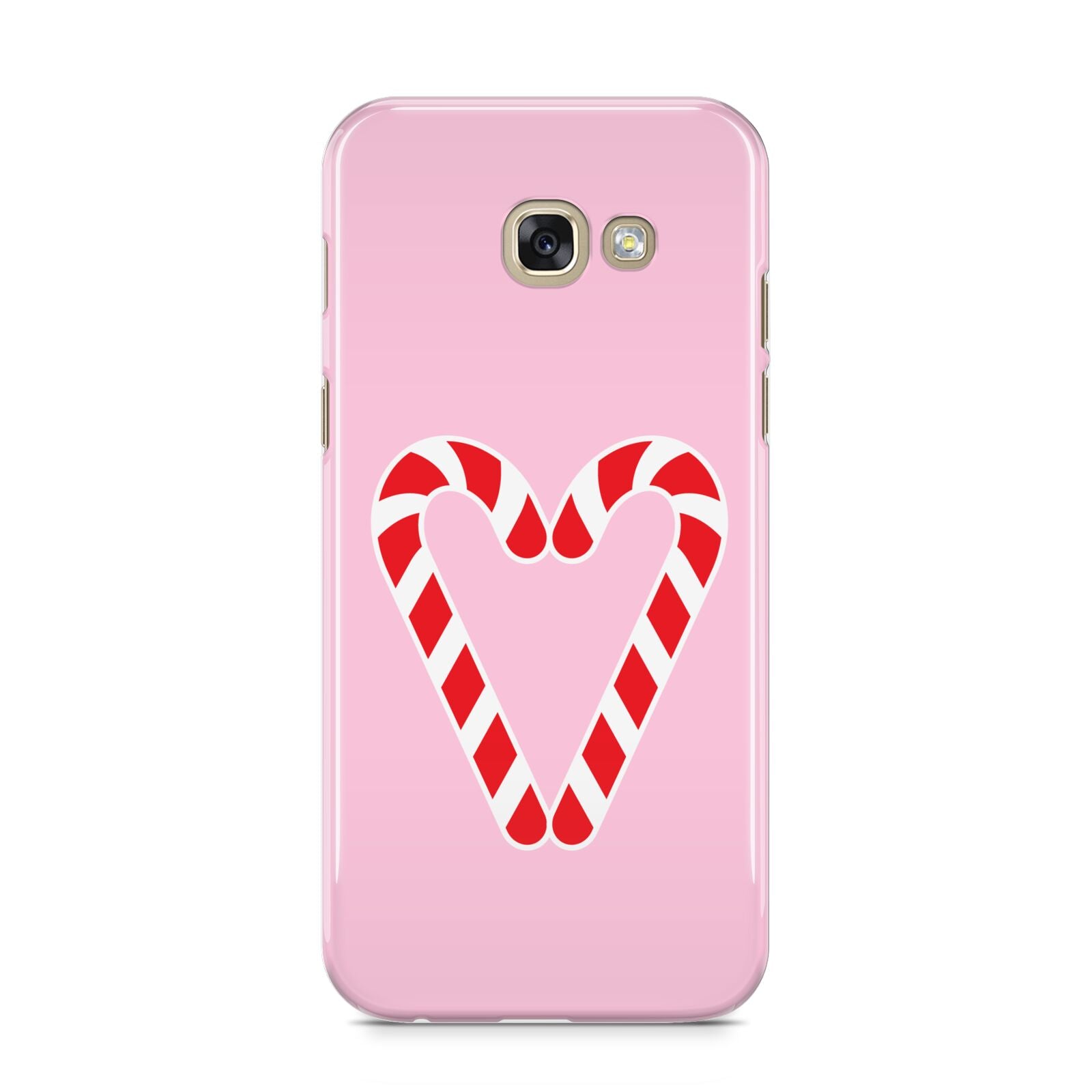 Candy Cane Heart Samsung Galaxy A5 2017 Case on gold phone