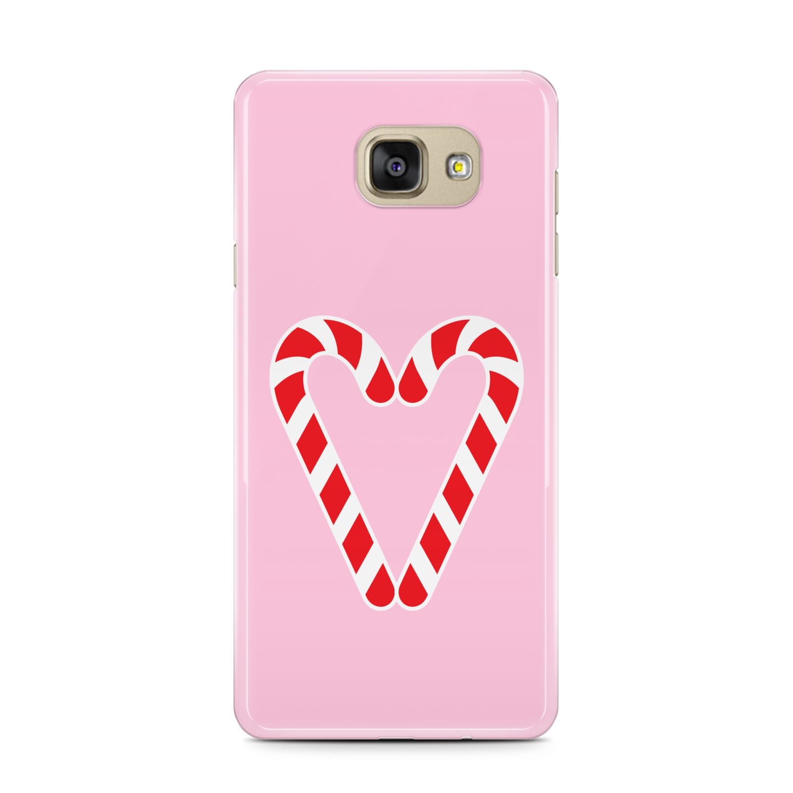Candy Cane Heart Samsung Galaxy A7 2016 Case on gold phone