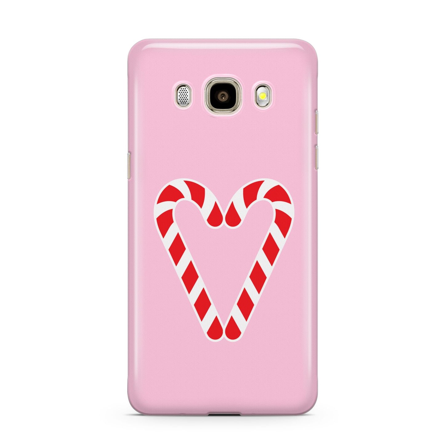 Candy Cane Heart Samsung Galaxy J7 2016 Case on gold phone