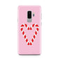 Candy Cane Heart Samsung Galaxy S9 Plus Case on Silver phone