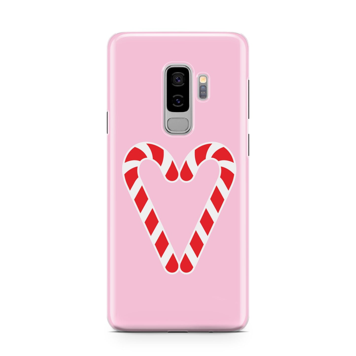 Candy Cane Heart Samsung Galaxy S9 Plus Case on Silver phone