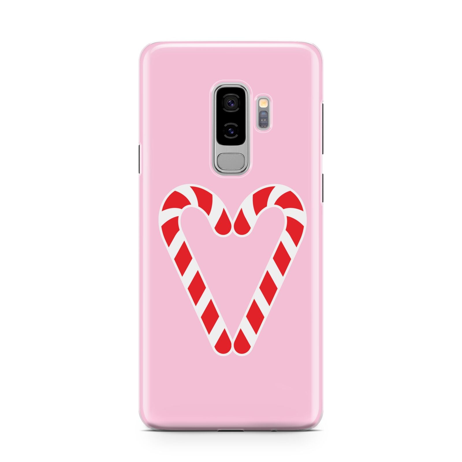 Candy Cane Heart Samsung Galaxy S9 Plus Case on Silver phone