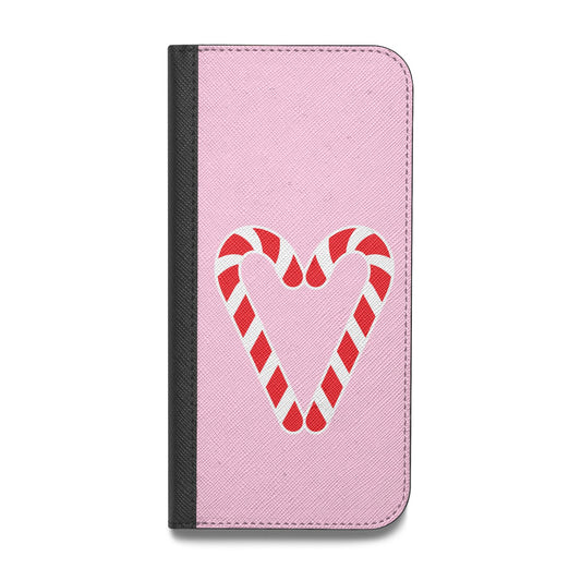 Candy Cane Heart Vegan Leather Flip iPhone Case