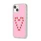 Candy Cane Heart iPhone 14 Glitter Tough Case Starlight Angled Image