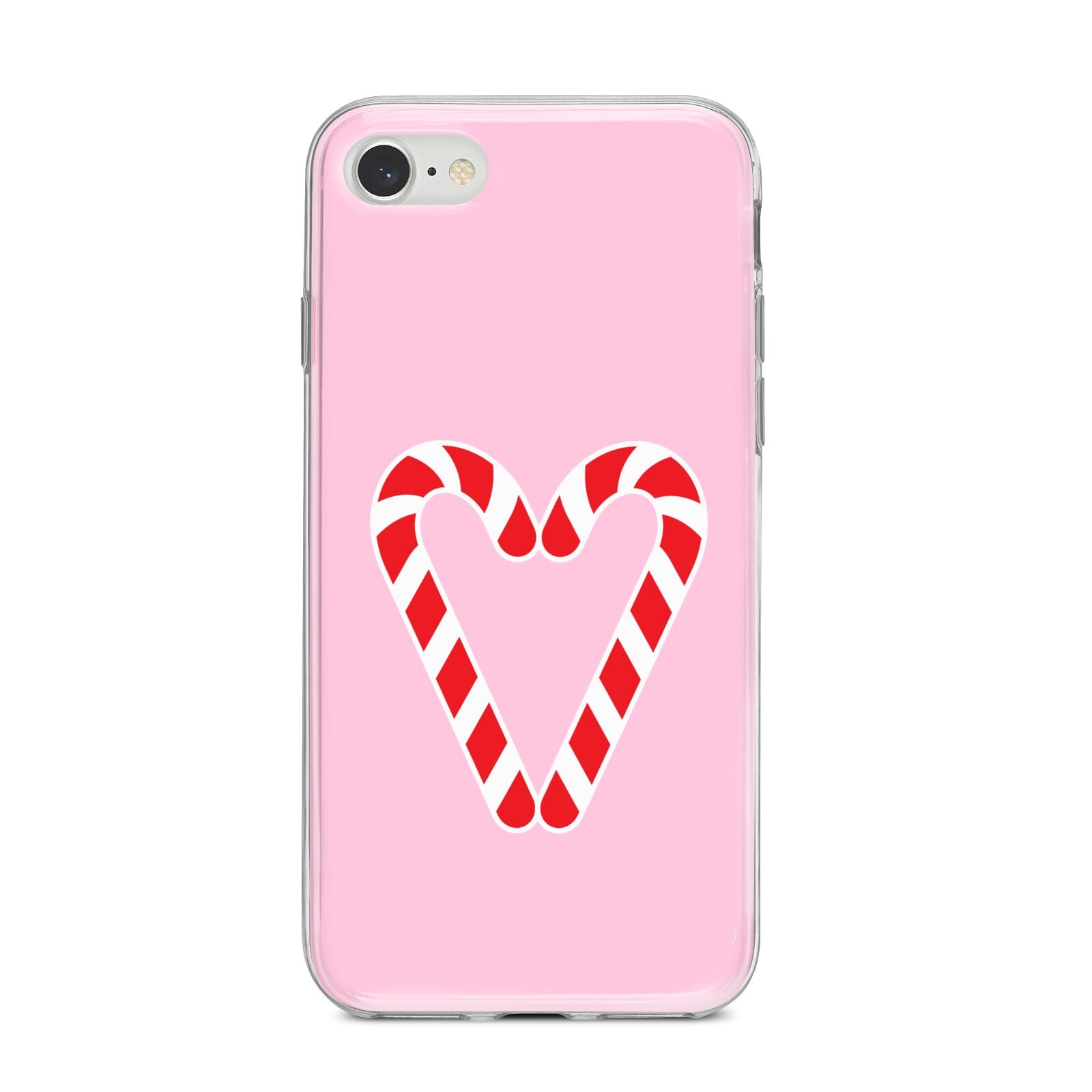 Candy Cane Heart iPhone 8 Bumper Case on Silver iPhone