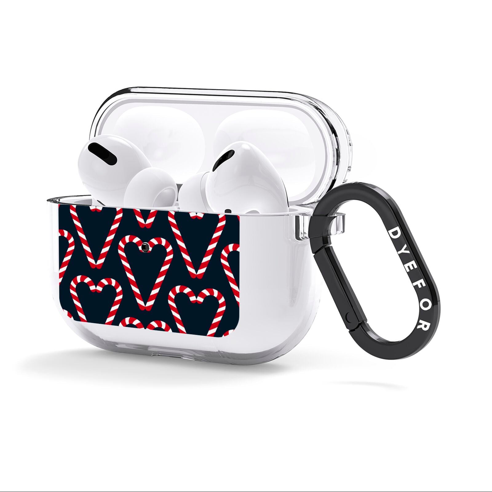 Candy Cane Pattern AirPods Clear Case 3rd Gen Side Image