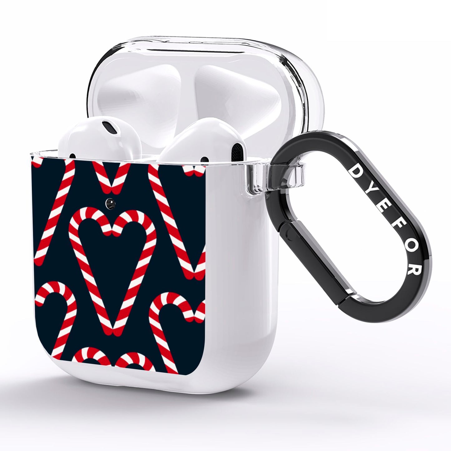Candy Cane Pattern AirPods Clear Case Side Image