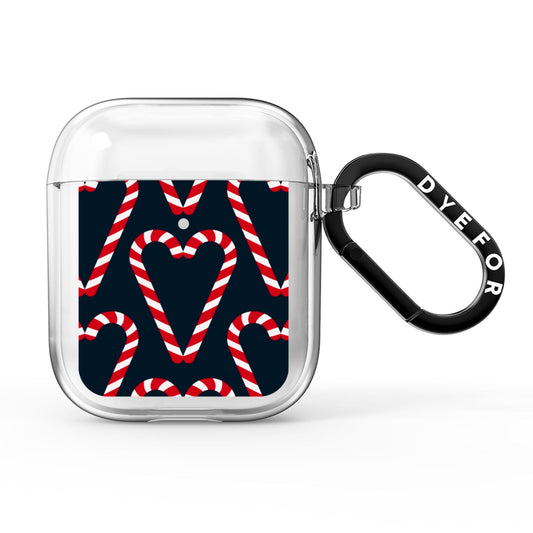 Candy Cane Pattern AirPods Clear Case