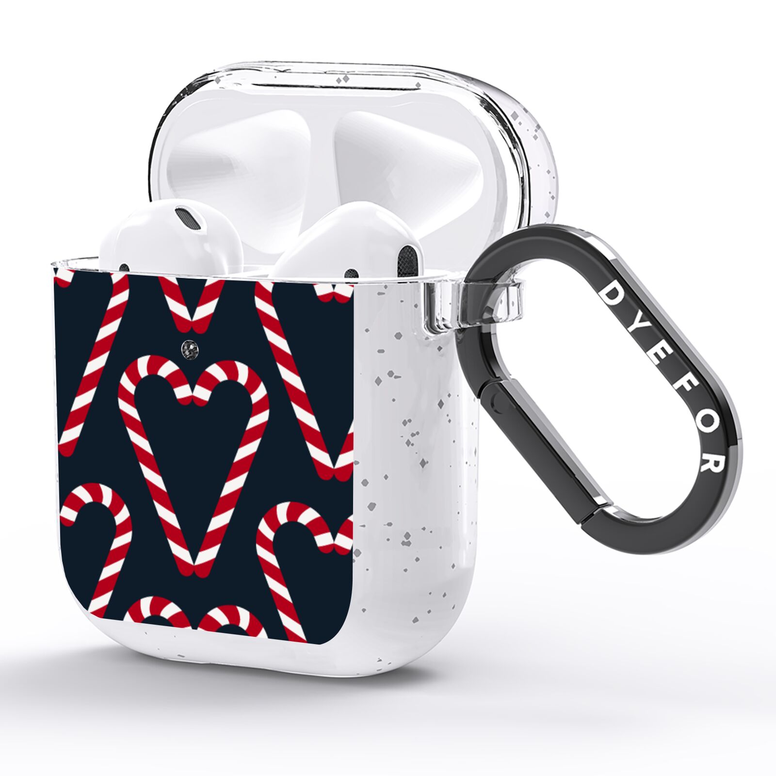 Candy Cane Pattern AirPods Glitter Case Side Image