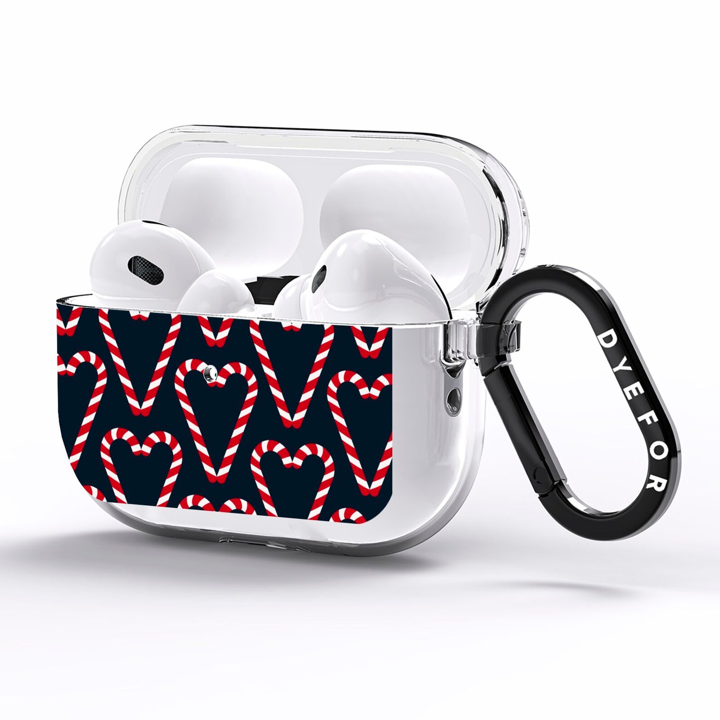 Candy Cane Pattern AirPods Pro Clear Case Side Image