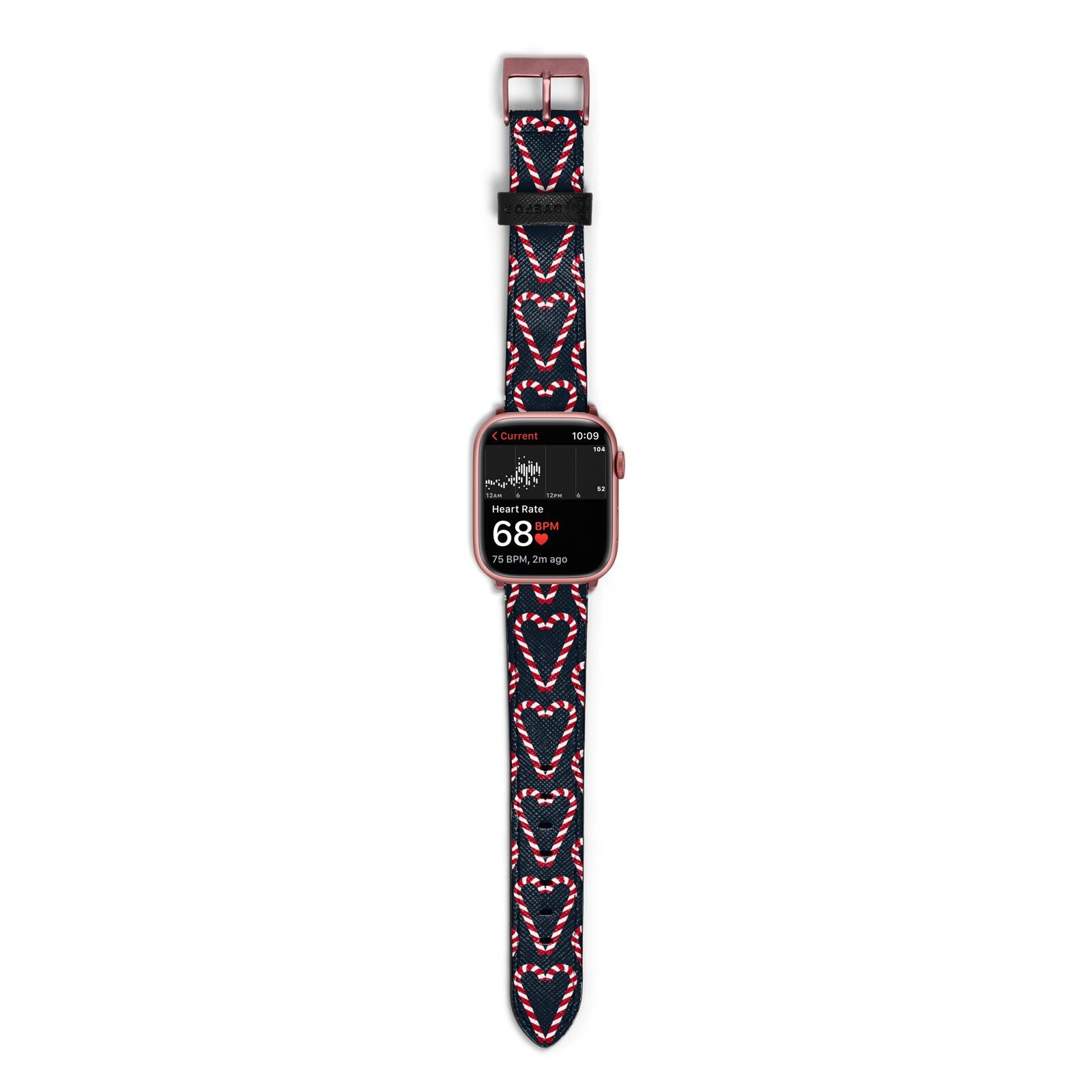 Candy Cane Pattern Apple Watch Strap Size 38mm with Rose Gold Hardware