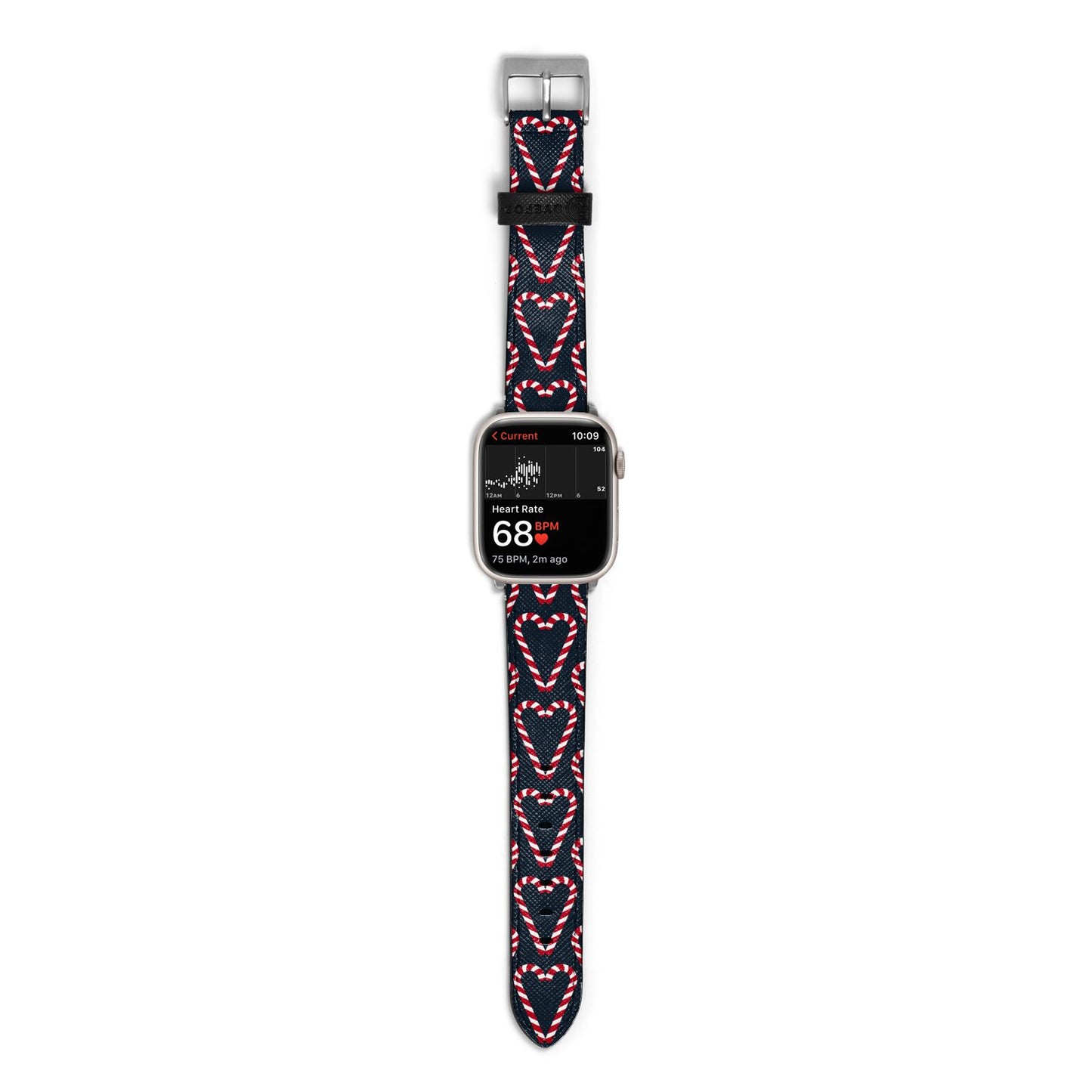 Candy Cane Pattern Apple Watch Strap Size 38mm with Silver Hardware