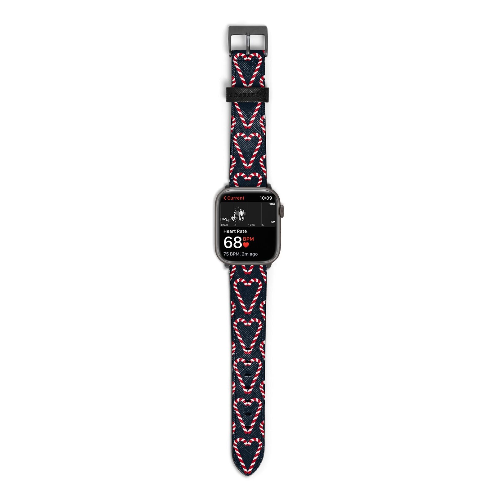 Candy Cane Pattern Apple Watch Strap Size 38mm with Space Grey Hardware