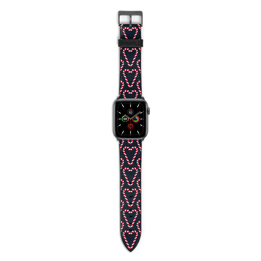 Candy Cane Pattern Apple Watch Strap with Space Grey Hardware