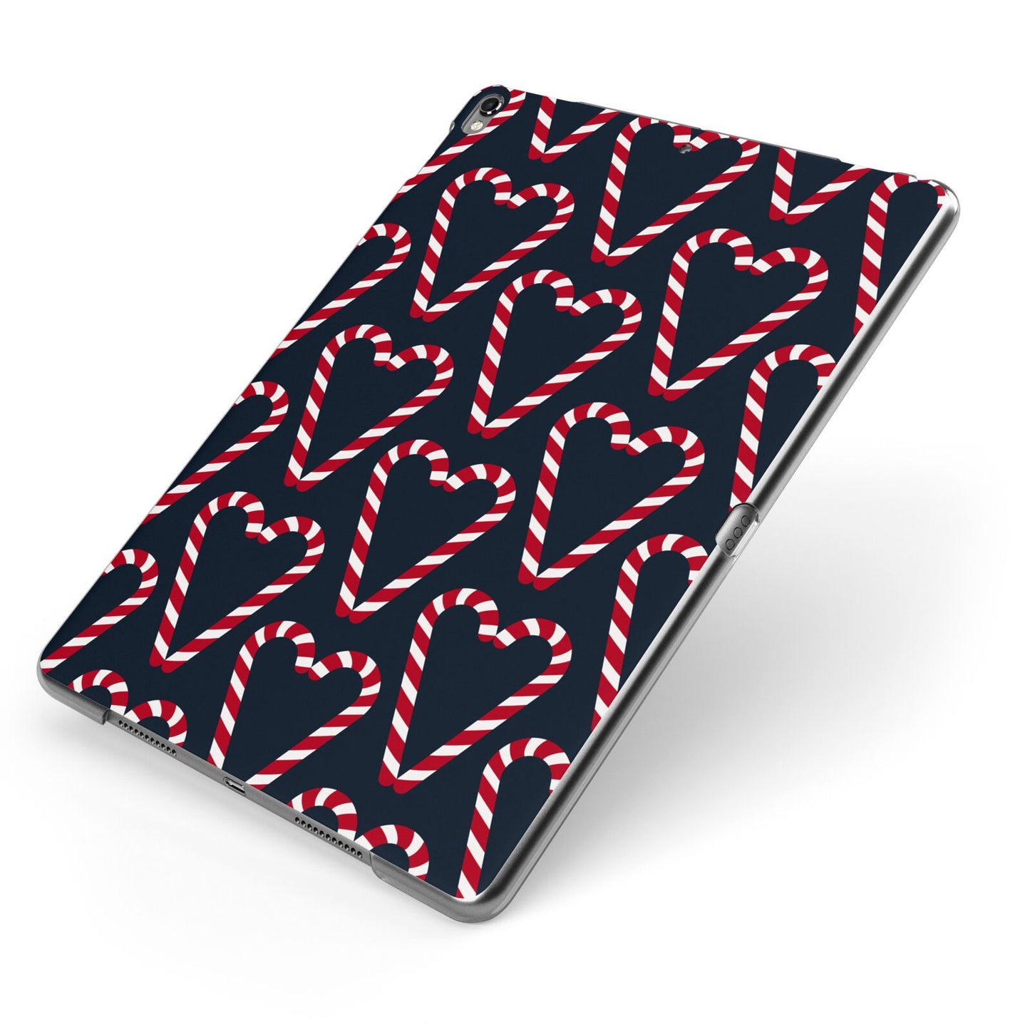 Candy Cane Pattern Apple iPad Case on Grey iPad Side View