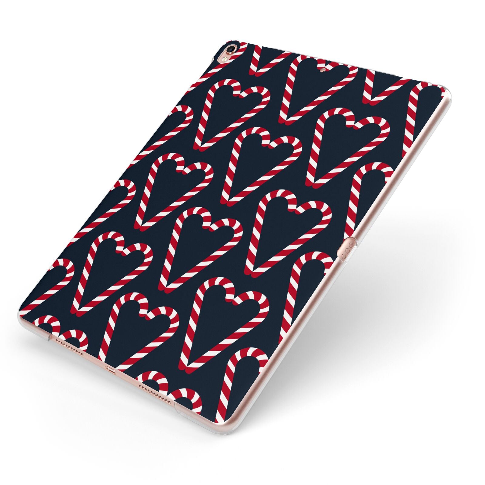 Candy Cane Pattern Apple iPad Case on Rose Gold iPad Side View