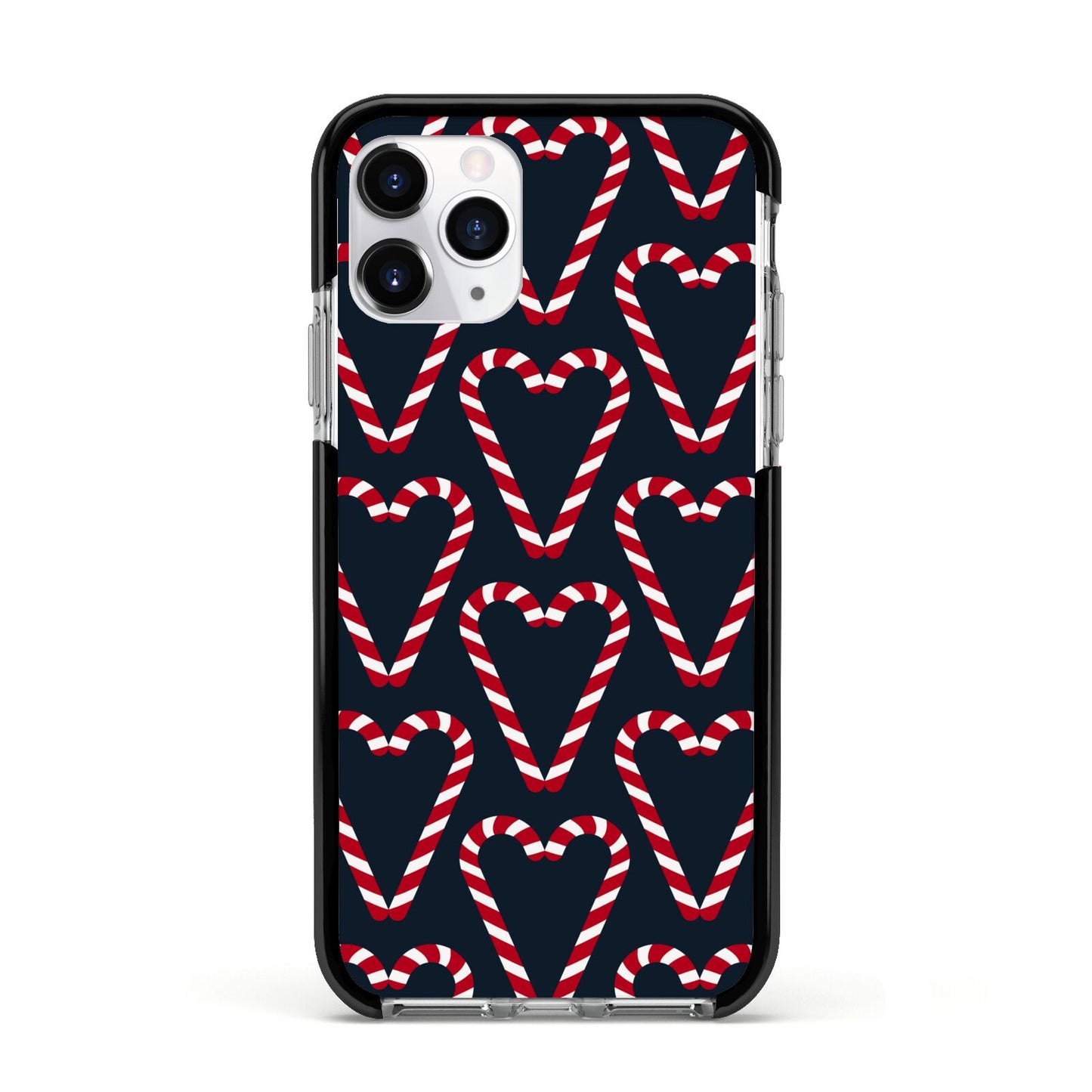 Candy Cane Pattern Apple iPhone 11 Pro in Silver with Black Impact Case
