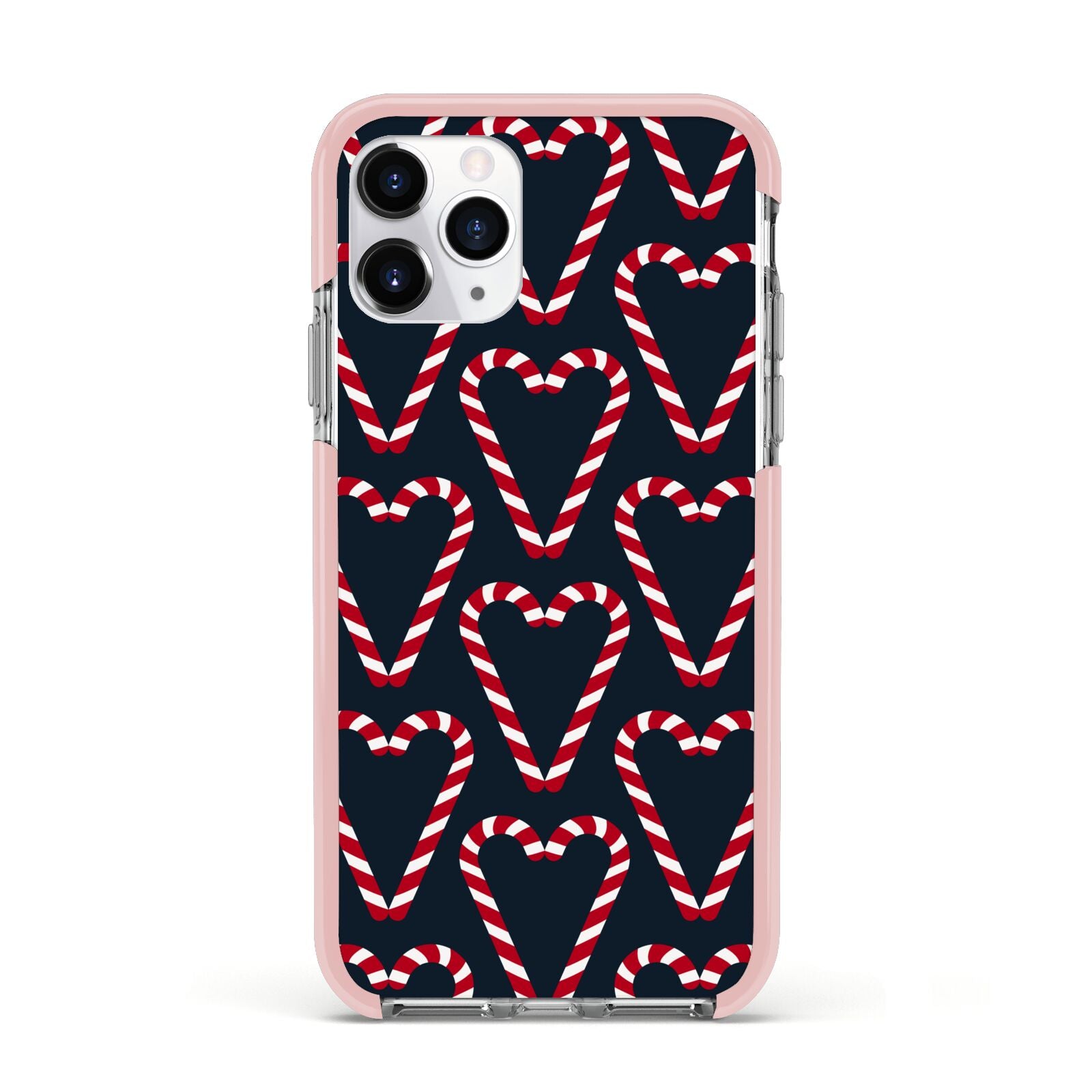 Candy Cane Pattern Apple iPhone 11 Pro in Silver with Pink Impact Case