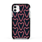 Candy Cane Pattern Apple iPhone 11 in White with Black Impact Case
