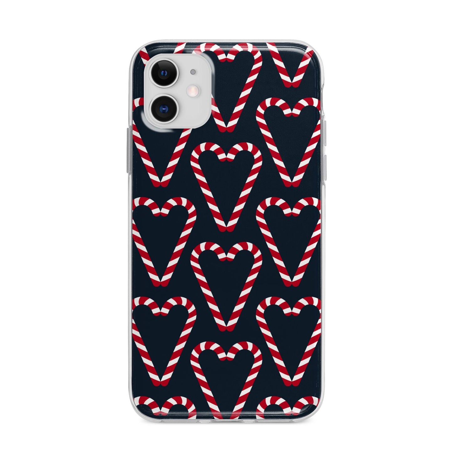 Candy Cane Pattern Apple iPhone 11 in White with Bumper Case