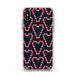 Candy Cane Pattern Apple iPhone Xs Impact Case Pink Edge on Gold Phone